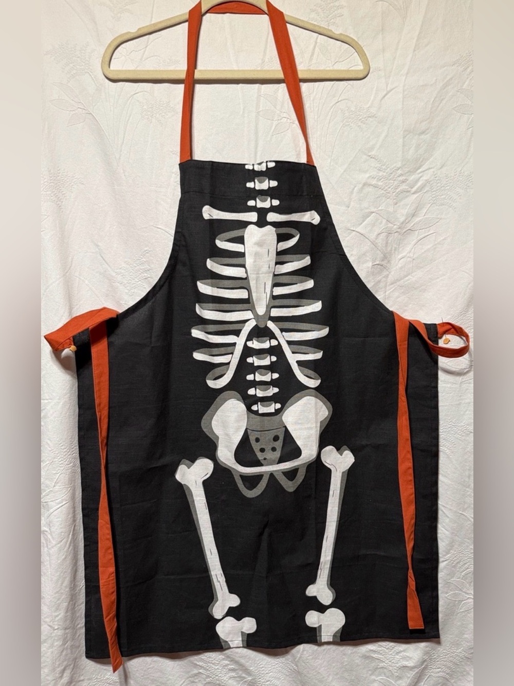 Adults Halloween Black & Orange Skeleton Apron